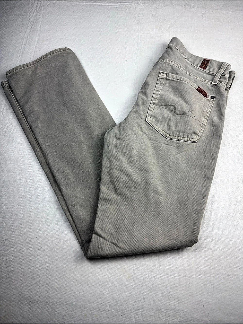7 For All Mankind Slimmy Slim Fit Cotton Pants Jeans Gray Tan Size 29